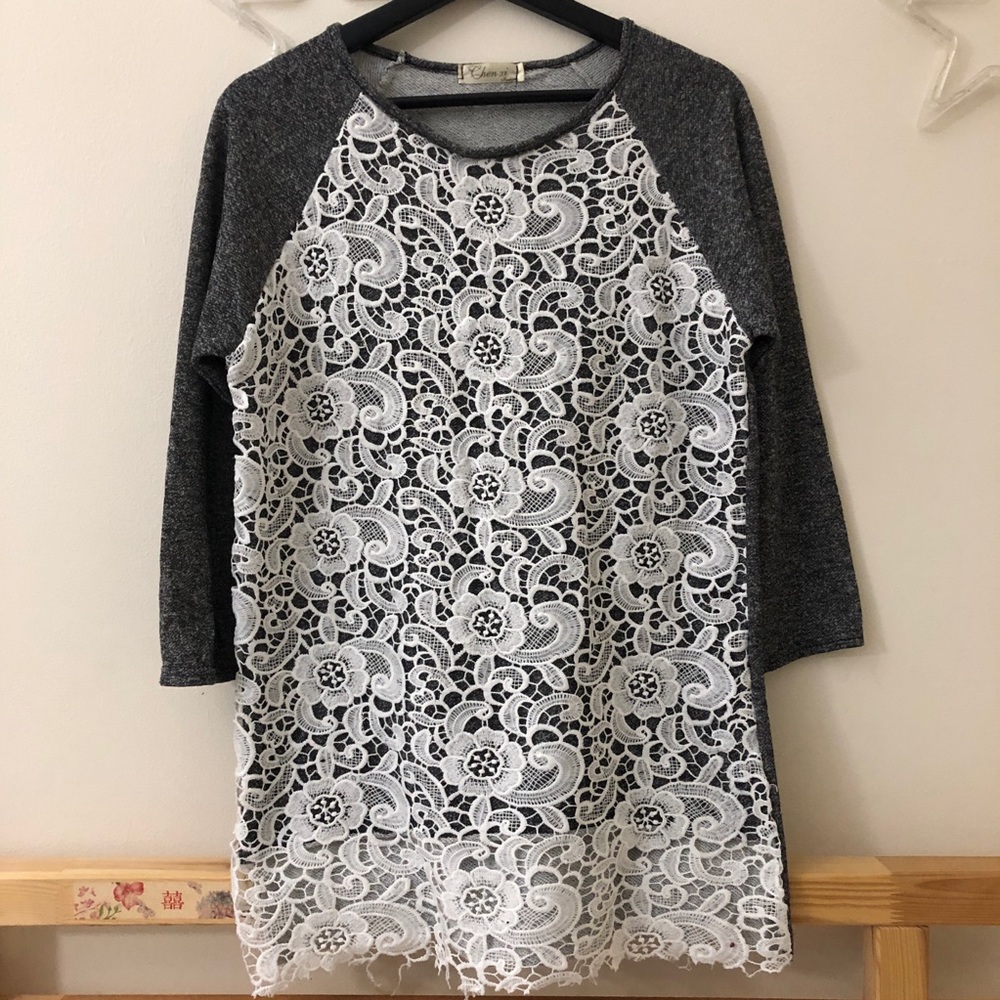 Long lace double layer top